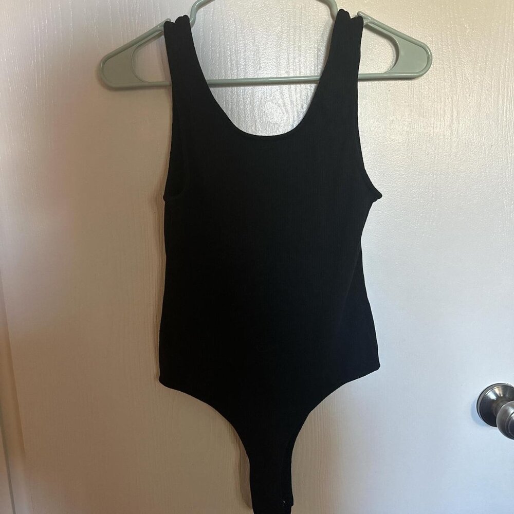 Lulu's Black Ribbed Bodysuit